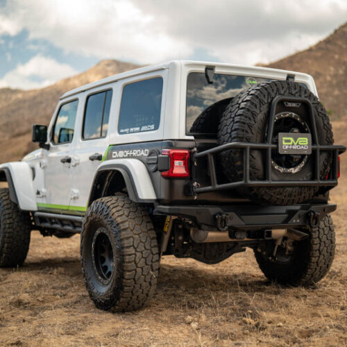 Alternative view of DV8 Offroad 18-25 Jeep Wrangler JL Body Mounted Tire Carrier
