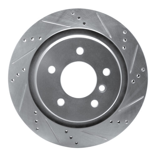 R1 Concepts for 95-99 BMW M3 E36 Left Rear Drilled & Slotted Silver Brake Rotor