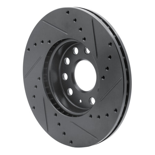 R1 Concepts for 05-25 Audi Q2 (Mexico) Front Left Drilled & Slotted Black Brake Rotor - Image 4