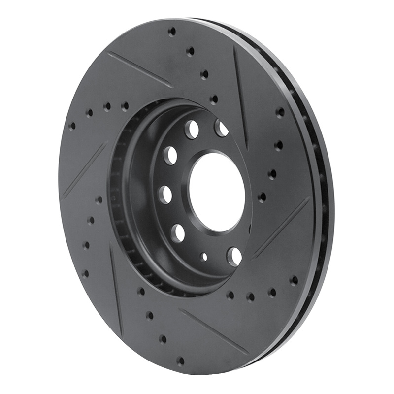 R1 Concepts for 05-25 Audi Q2 (Mexico) Front Left Drilled & Slotted Black Brake Rotor - Image 4