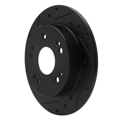 Alternative view of R1 Concepts for 97-15 Acura ILX Rear Left Drilled & Slotted Black Brake Rotor