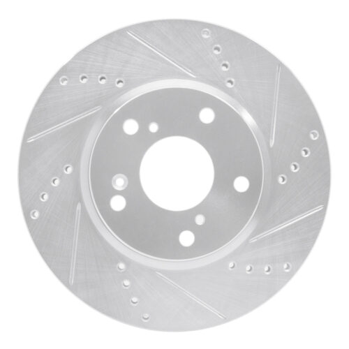 R1 Concepts for 16-25 Honda Civic Hatchback Front Right Drilled & Slotted Silver Brake Rotor