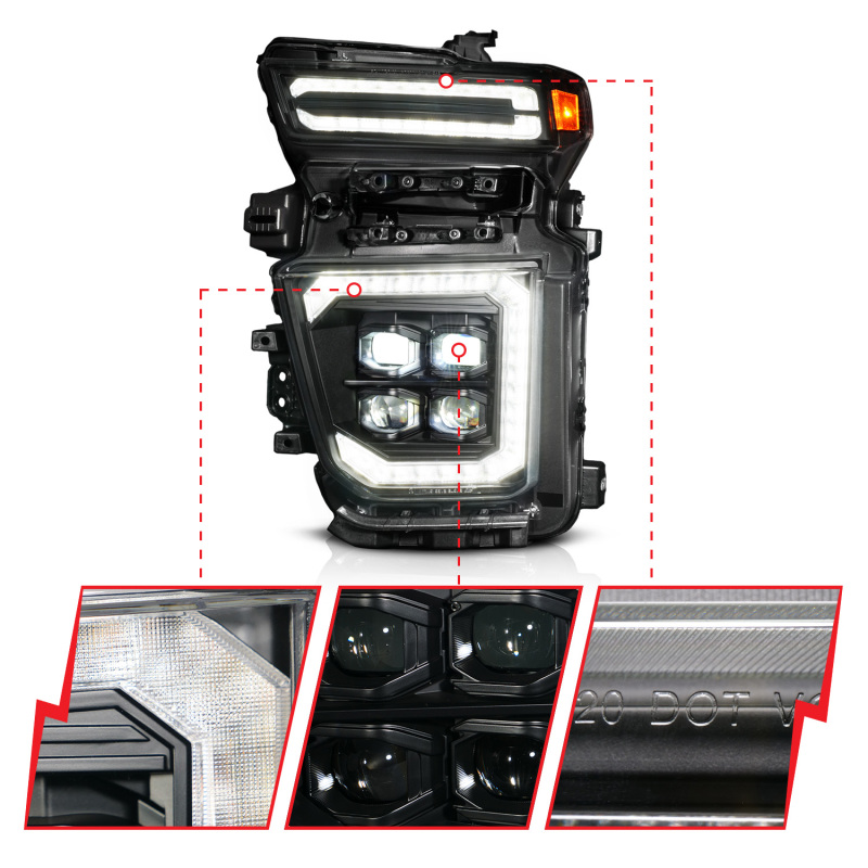 ANZO Z-Series 20-23 Chevy Silverado 2500/3500 Z-Series Full LED Proj Headlights Black - Pass. Side - Image 8