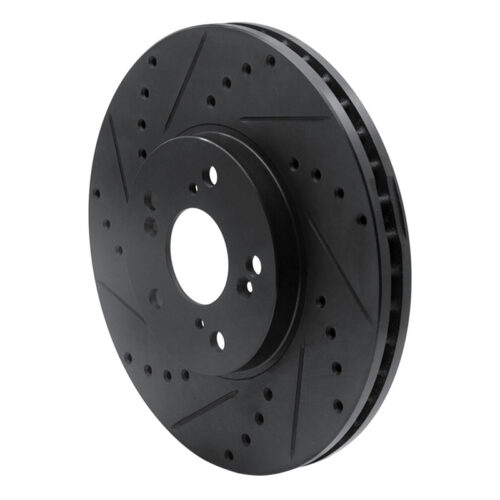 R1 Concepts for 04-14 Acura TSX Front Left Drilled & Slotted Black Brake Rotor - Image 2