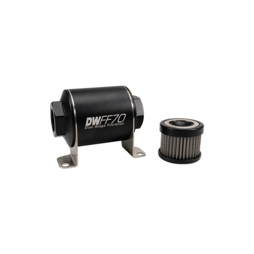 DeatschWerks Stainless Steel 10AN 10 Micron Universal Inline Fuel Filter Housing Kit (70mm) - Image 3