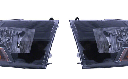 Raxiom for 2009-2018 Dodge RAM 1500/2500/3500 Euro Style Headlights w/ Single Bulb- Blk Housing (Clear Lens)