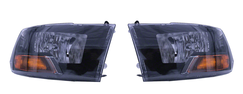 Raxiom for 2009-2018 Dodge RAM 1500/2500/3500 Euro Style Headlights w/ Single Bulb- Blk Housing (Clear Lens)