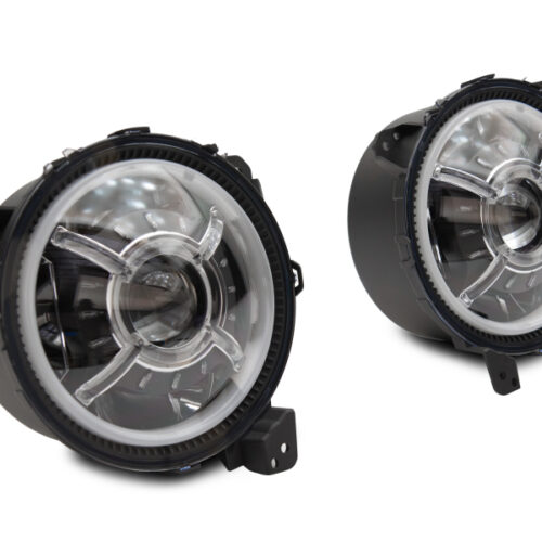Alternative view of Raxiom for 2018-2022 Jeep Wrangler JL/ JT 9-Inch LED Headlights w/ DRL and Halo- Black Housing (Clear Lens)