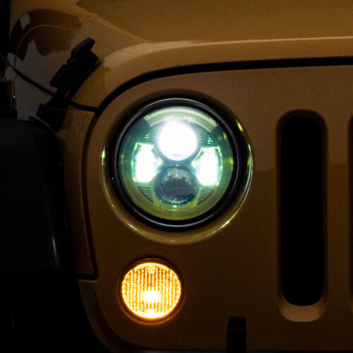 Raxiom for 2007-2018 Jeep Wrangler JK 7-In LED Headlights Green Housing- Clear Lens