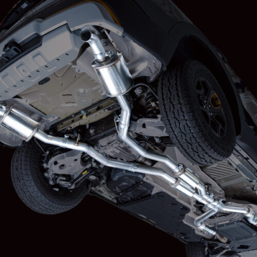 Alternative view of AWE Tuning Exhaust w/ Bash Guard for 2021+ Ford Explorer Tremor 3.0TT 0FG Dual Rear Exit