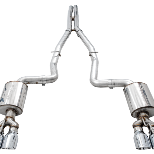 AWE Tuning Touring Edition Exhaust - Quad Silver Tips for 2015+ Dodge Challenger 6.4L/6.2L Non-Resonated