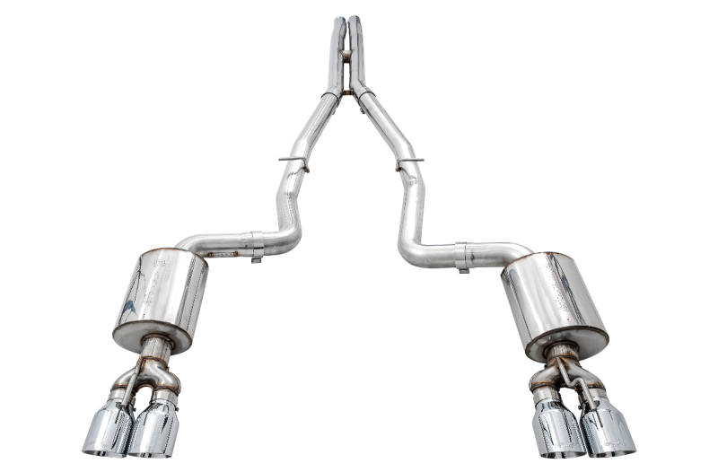 AWE Tuning Touring Edition Exhaust - Quad Silver Tips for 2015+ Dodge Challenger 6.4L/6.2L Non-Resonated