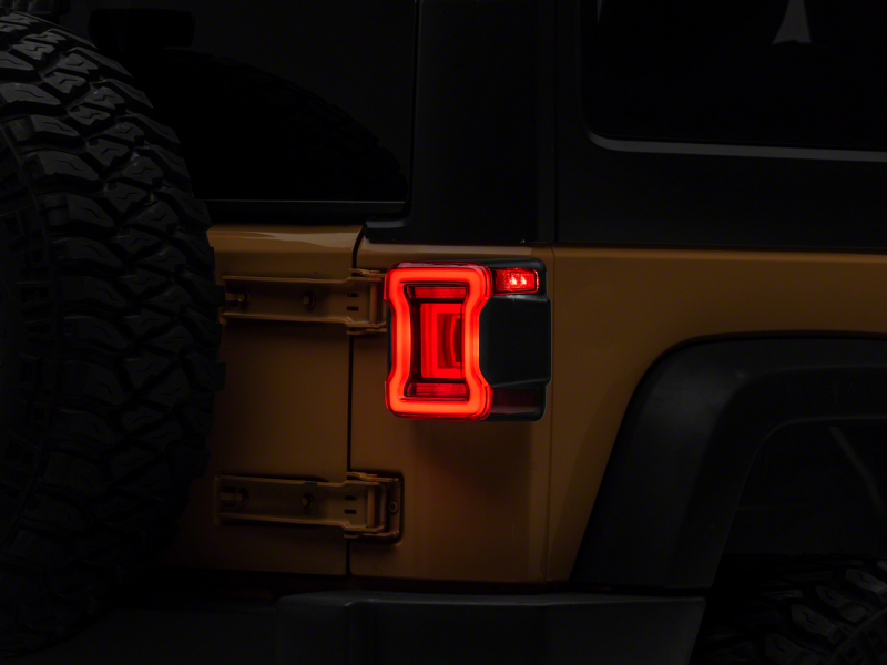 Raxiom for 2007-2018 Jeep Wrangler JK Axial Series JL Style LED Tail Lights- Black Housing- Red Lens