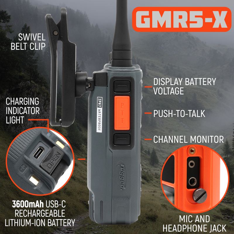 Rugged Radios Waterproof GMRS Handheld Radio with NOAA Alerts - FM Radio - Image 6