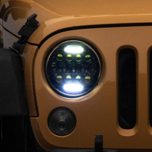 Alternative view of Raxiom for 1997-2018 Jeep Wrangler TJ/JK Axial Series 13-LED Headlights- Black Housing (Clear Lens)