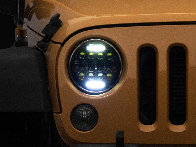 Raxiom for 1997-2018 Jeep Wrangler TJ/JK Axial Series 13-LED Headlights- Black Housing (Clear Lens) - Image 2