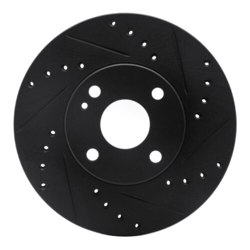 R1 Concepts for 94-02 Mazda Miata Front Right Drilled & Slotted Black Brake Rotor