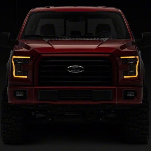 Raxiom for 2015-2017 Ford F-150 LED Projector Headlights with LED Amber DRL- Black Housing- Clear Lens - Image 8