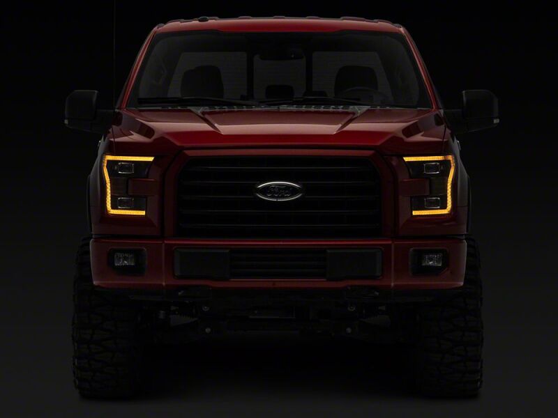 Raxiom for 2015-2017 Ford F-150 LED Projector Headlights with LED Amber DRL- Black Housing- Clear Lens - Image 8