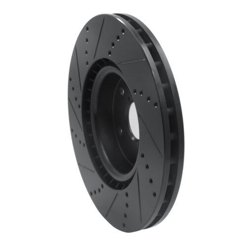 R1 Concepts for 05-17 Subaru WRX STI Front Right Drilled & Slotted Black Brake Rotor - Image 4