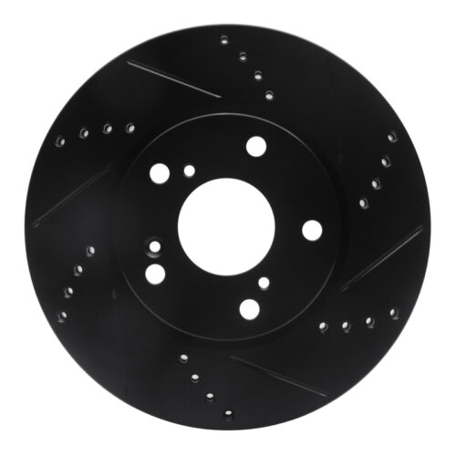 R1 Concepts for 2016-2025 Honda Civic Coupe Front Right Drilled & Slotted Black Brake Rotor