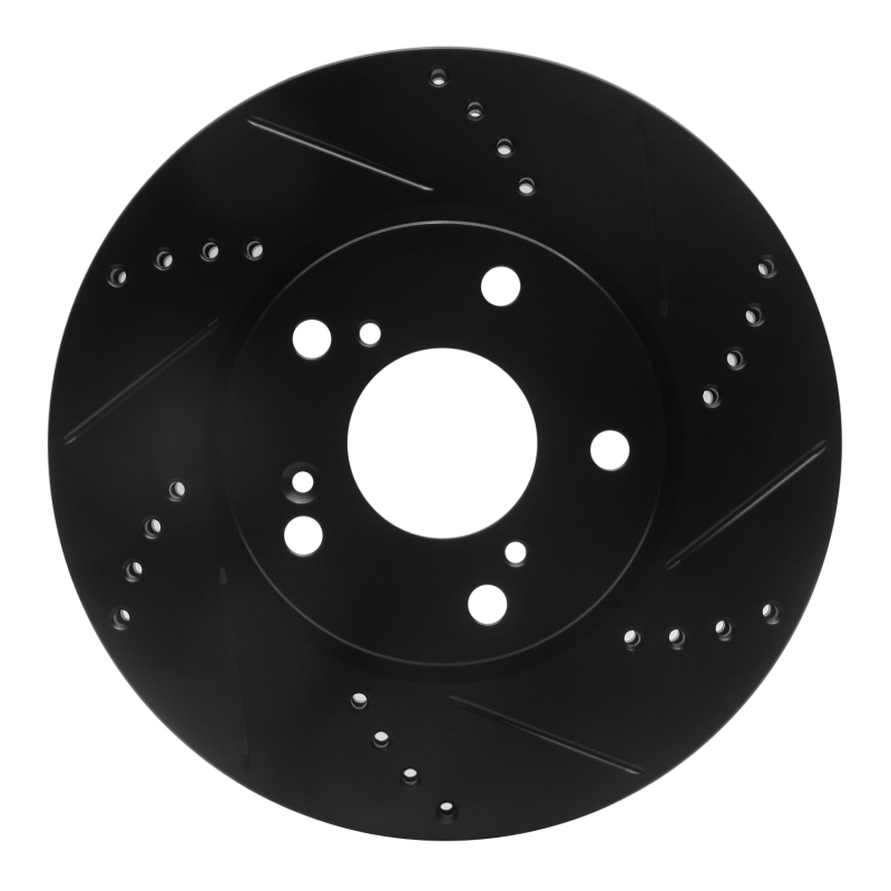 R1 Concepts for 2016-2025 Honda Civic Coupe Front Right Drilled & Slotted Black Brake Rotor