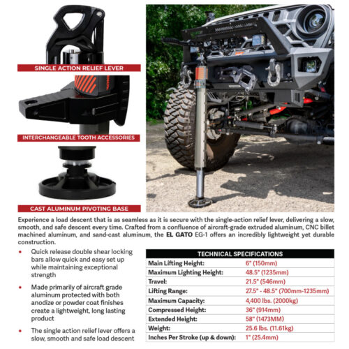 Go Rhino Xventure Gear EG1 El Gato Hydraulic Jack - Graphite - Image 3