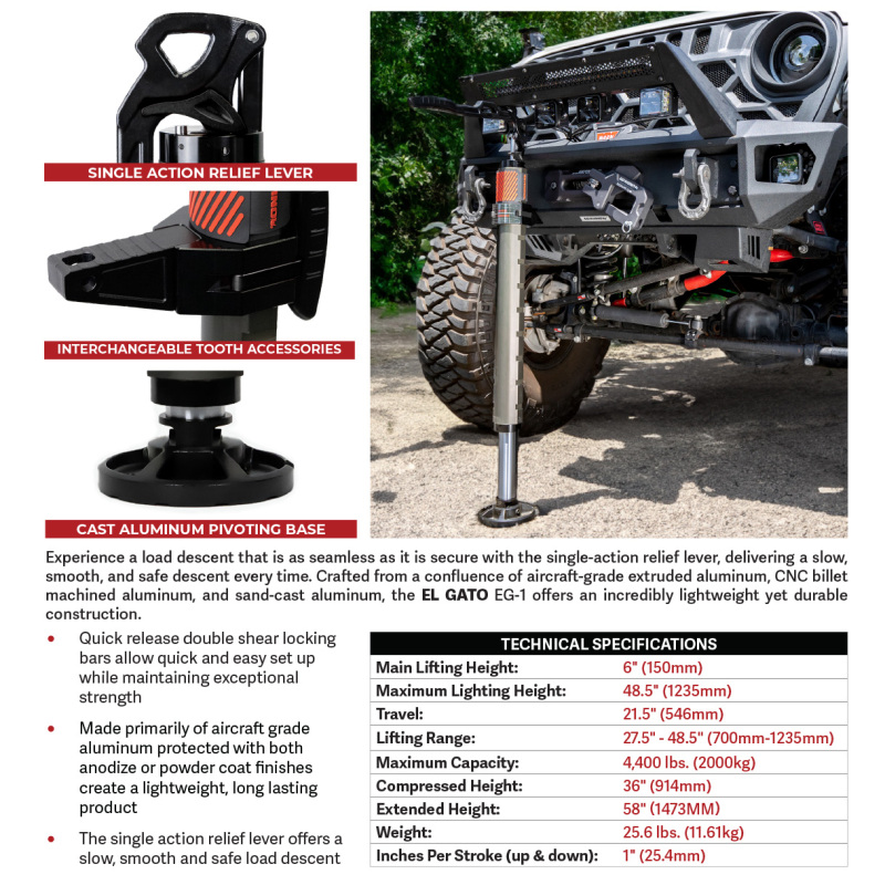 Go Rhino Xventure Gear EG1 El Gato Hydraulic Jack - Graphite - Image 3