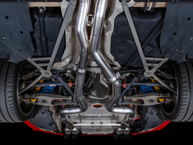 AWE Tuning Track Edition Cat-Back Exhaust - Diamond Black Tips for BMW F8X M3/M4 - Image 5