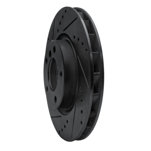 Alternative view of R1 Concepts for 95-99 BMW M3 E36 Right Front Drilled & Slotted Black Brake Rotor
