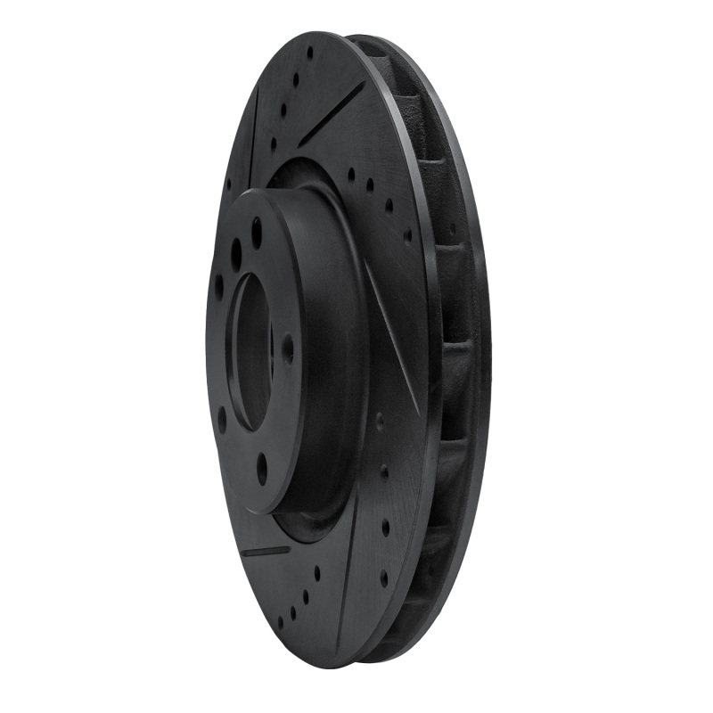 R1 Concepts for 95-99 BMW M3 E36 Right Front Drilled & Slotted Black Brake Rotor - Image 2