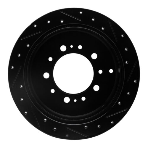 R1 Concepts for 07-22 Lexus LX570 Rear Left Drilled & Slotted Black Brake Rotor - Image 5