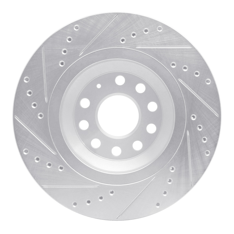 R1 Concepts for 06-25 Audi Q3 Rear Right Drilled & Slotted Silver Brake Rotor - Image 5