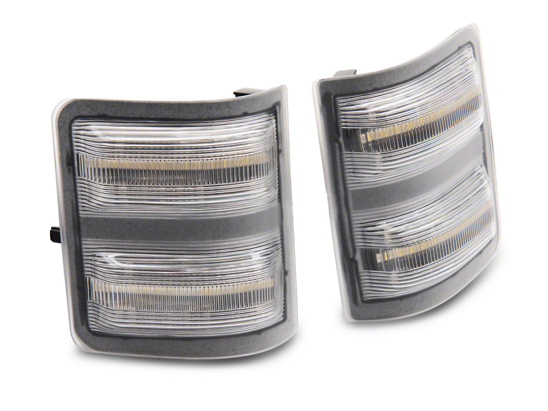 Raxiom for 2011-2016 Ford F-250/F-350 Super Duty Axial LED SEQL Switchback Side Mirror Marker Lamps- Clear
