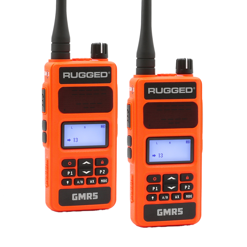 Rugged Radios GMR5-X - 5W GMRS Handheld Radio - Waterproof w/ XL Battery - 2 Pack - Orange - Image 2