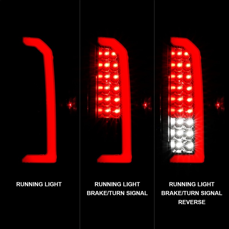ANZO 15-21 Chevrolet Colorado Full LED Tail Lights w/ Red Lightbar Black Housing Clear Lens - Image 2