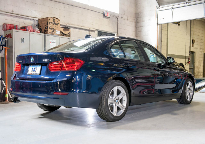 AWE Tuning Touring Edition Exhaust w/ Performance Mid Pipe - Diamond Blk Tips for 13-18 BMW 320i (F30) - Image 4