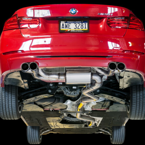 AWE Tuning Touring Edition Exhaust Quad Outlet - 80mm Diamond Black Tips for BMW F3X N20/N26 328i/428i