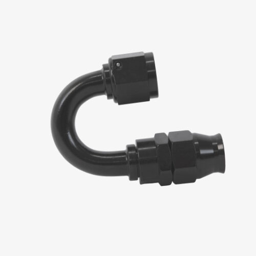 Aeromotive PTFE Hose End - AN-08 - 180 Deg - Black Anodized