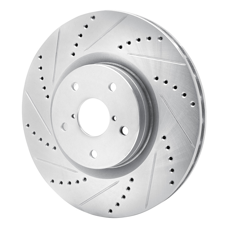 R1 Concepts for 05-20 Subaru Impreza Front Left Drilled & Slotted Silver Brake Rotor - Image 2
