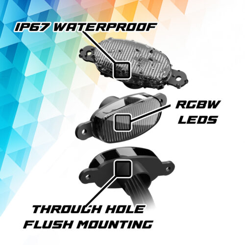 Alternative view of XK Glow XKmax Pre-Runner Style RGBW LED Grill Pods - 3pc