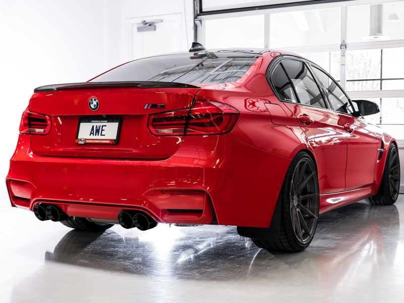 AWE Tuning Track Edition Cat-Back Exhaust - Diamond Black Tips for BMW F8X M3/M4 - Image 2