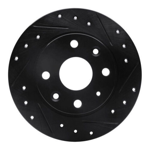 R1 Concepts for 90-93 Mazda Miata Rear Right Drilled & Slotted Black Brake Rotor