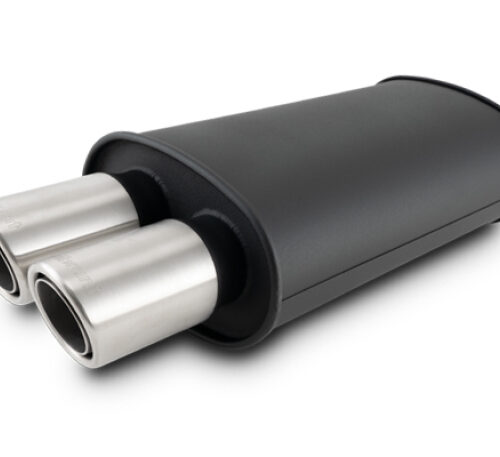 Vibrant STREETPOWER Blk Oval Muffler w/Dual Center Tip 3in Inlet ID 3in Tip OD 9in x 5in x 15in