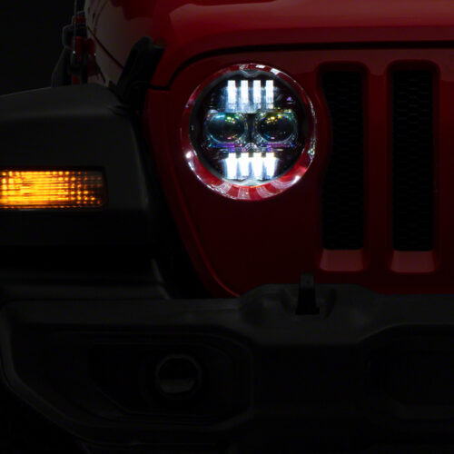 Raxiom for 2018-2023 Jeep Wrangler JL Axial Series 9-In Angel Eye LED Headlights- Black Housing (Clear Lens)