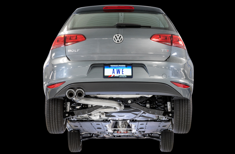 AWE Tuning Track Edition Exhaust w/Diamond Black Tips (90mm) for VW MK7 Golf 1.8T - Image 2