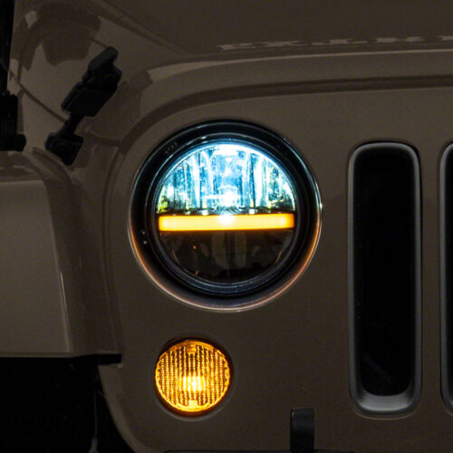 Raxiom for 1997-2018 Jeep Wrangler TJ & JK Axial 7-In LED Headlights w/ DRL - Black Housing (Clear Lens)