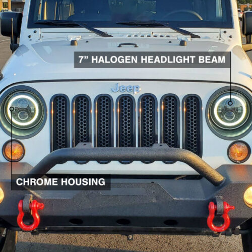 Raxiom for 2007-2018 Jeep Wrangler JK LED Halo Headlights- Chrome Housing (Clear Lens) - Image 10