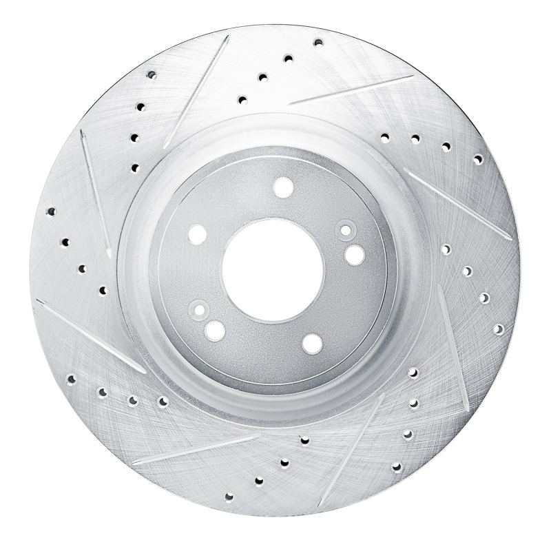 R1 Concepts for 2022-2023 Genesis G70 Front Left Drilled & Slotted Silver Brake Rotor - Image 6
