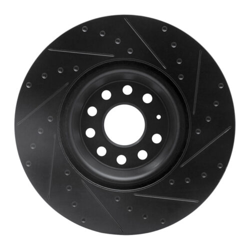 R1 Concepts for 2022+ Volkswagen GTI Mk 8 Front Left Drilled & Slotted Black Brake Rotor - Image 5